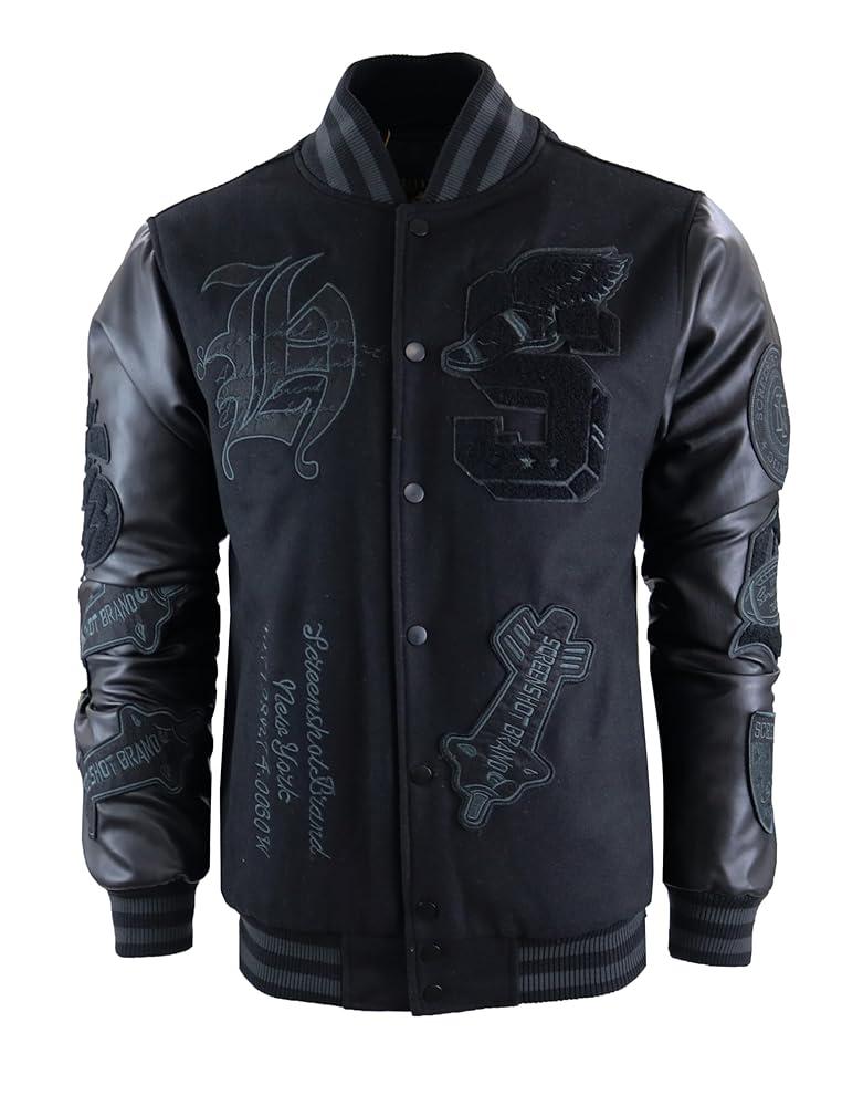 Amazon.com: SCREENSHOT-J11350 Mens Urban Wool Pu Varsity